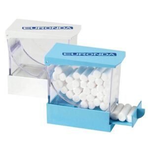 DISPENSADOR DE ROLLOS ALGODON BLANCO