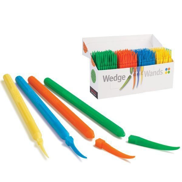 WANDS CUÑAS PLASTICO C/MANGO X-FINA AMARILLAS 100u