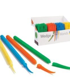 WANDS CUÑAS PLASTICO C/MANGO GRANDES VERDES 100u.